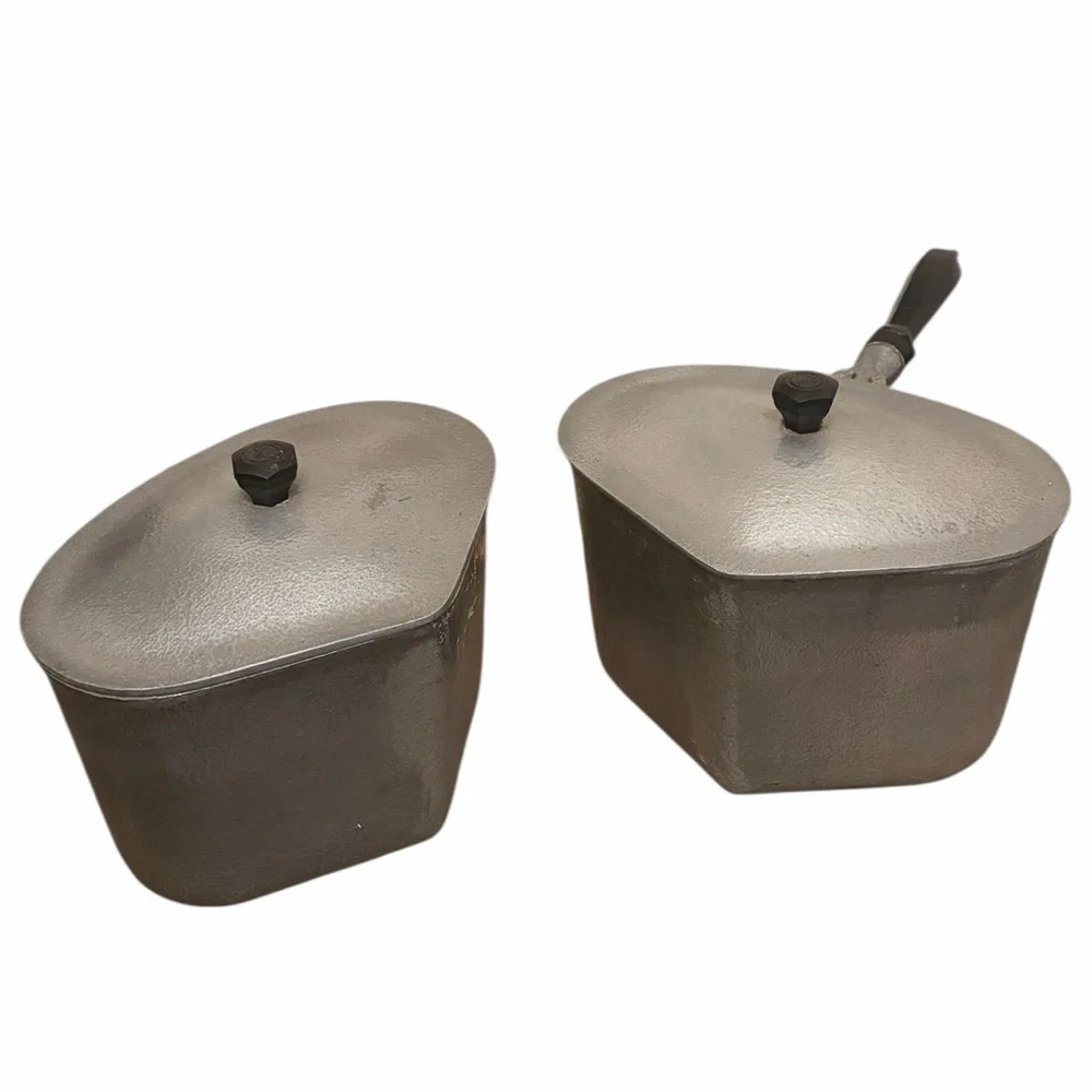 Vintage Club Aluminum Heart Shaped Pot Set Removable Handle Lid Mid Century